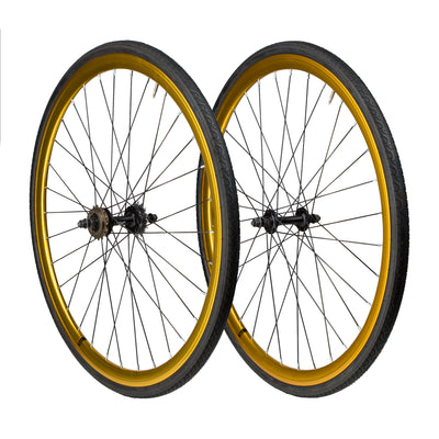 6KU Fixie Front+Rear Wheelset, Anodized Gold