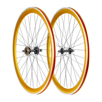 6KU 45mm Deep V Wheelset, 32 Holes,  Anodized Gold